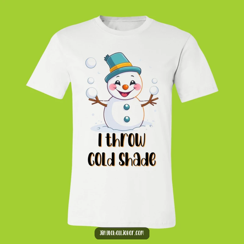 Funny Snowman Joker T-Shirt: Playful Snowball Toss Tee for Comical Winter Vibes
