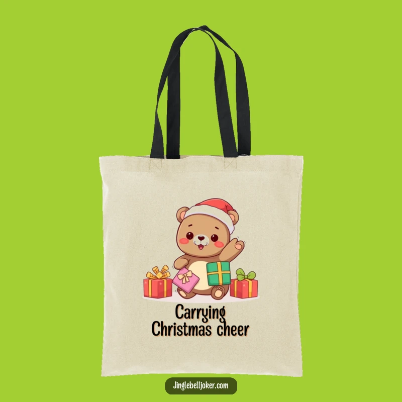 Funny Kawaii Bear Santa Tote Bag: Carry Holiday Cheer - Hilarious Funny Gift!