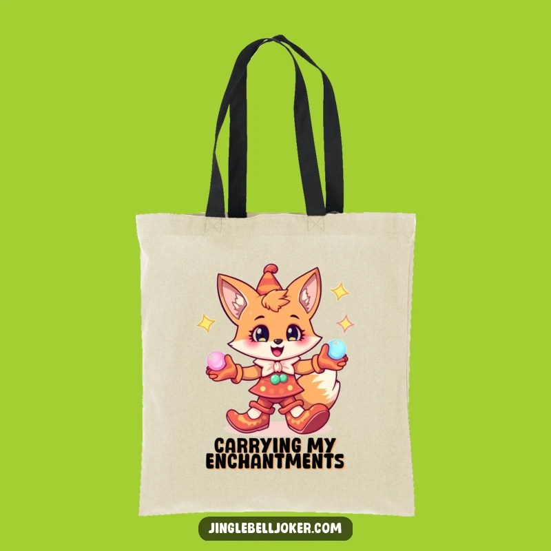 Funny Fox Jester Tote Bag: Carry Your Magic with this Cheerful Orb Juggler