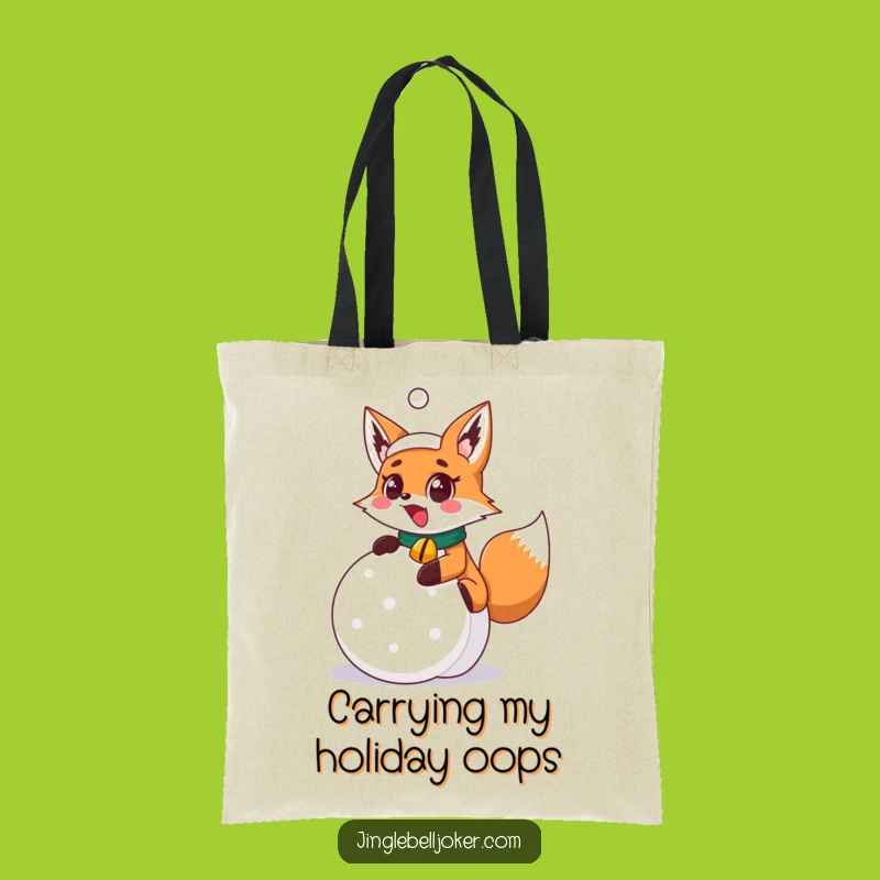 Funny Surprised Fox Joker Tote Bag, Holiday Mishap Carry-All, Chic & Humorous Accessory