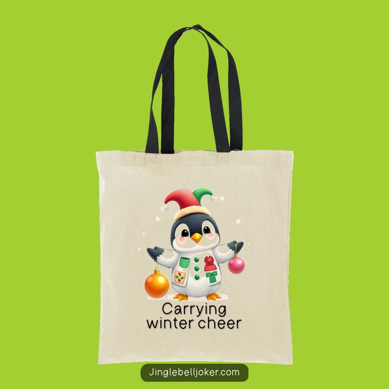 Funny Penguin Jester Tote Bag: Carry Your Holiday Cheer in Style