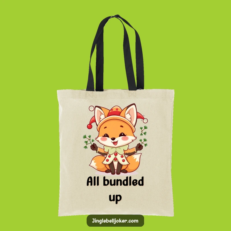Funny Fox Jester Tote Bag: Carry Holiday Cheer Juggling Mistletoe