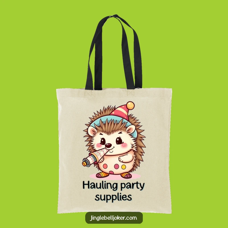 Funny Kawaii Clown Hedgehog Tote Bag: Cute Party Animal Blowing Horn, Handy Funny Gift