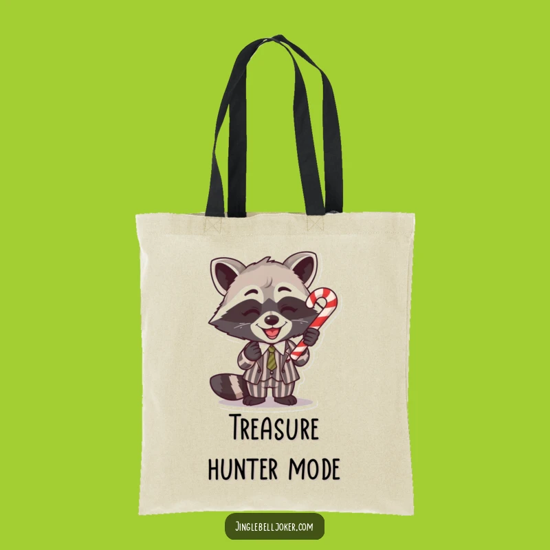 Funny Raccoon Candy Cane Tote Bag: Carry Your Holiday Treats Hilariously
