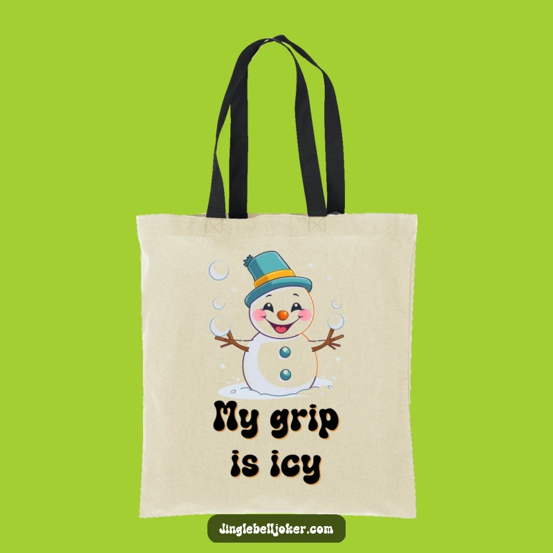 Funny Snowman Joker Tote Bag: Carry Your Laughs with Snowball Toss Design