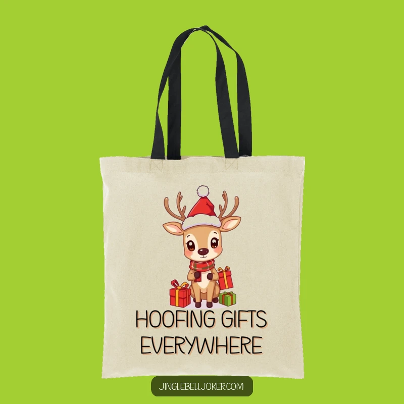 Funny Juggling Deer Tote Bag: Curious Santa Character Carryall for Gifts